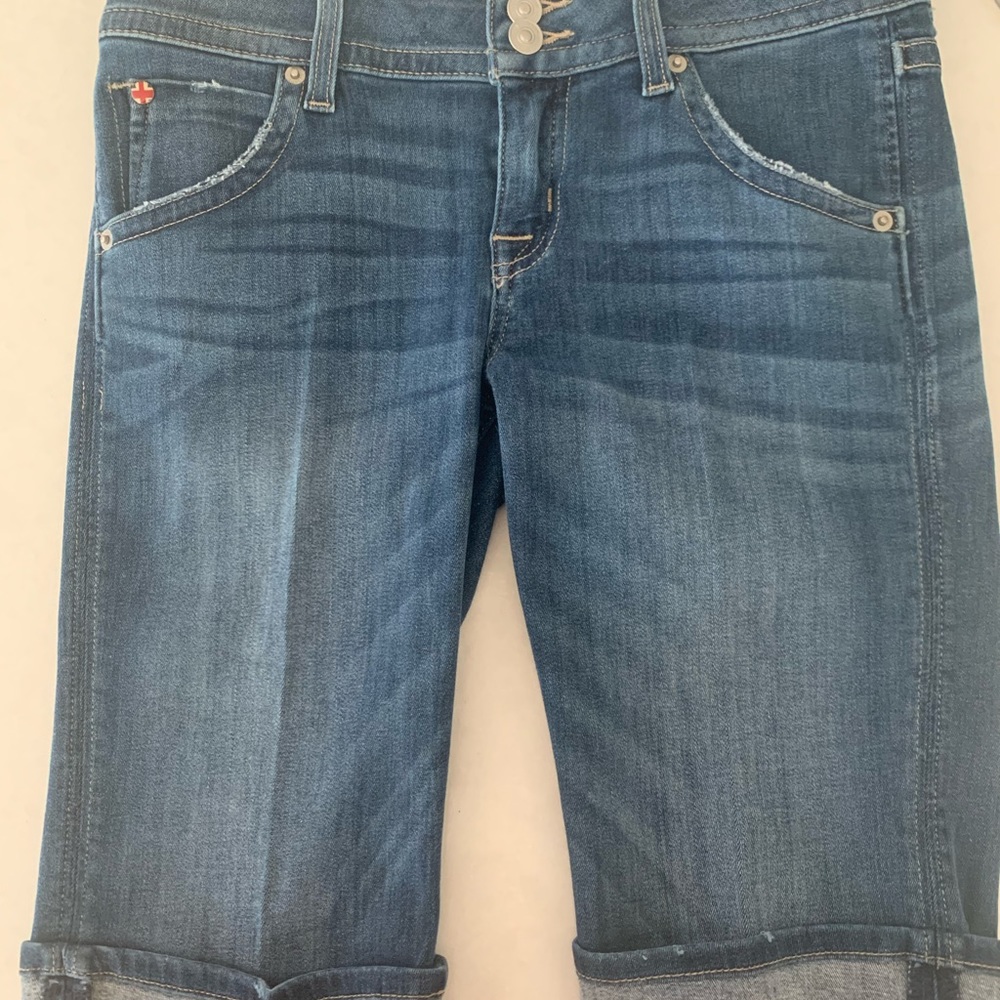Hudson Skinny Blue Jean Cuffed Shorts